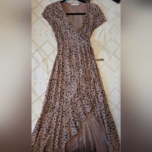 Abercrombie & Fitch Asymmetrical Brown Polka Dot Dress